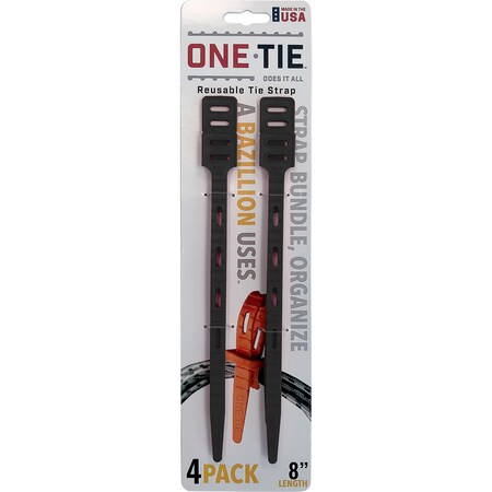 One-Tie CABLE TIE BLACK 8"" 4PK TOT60007